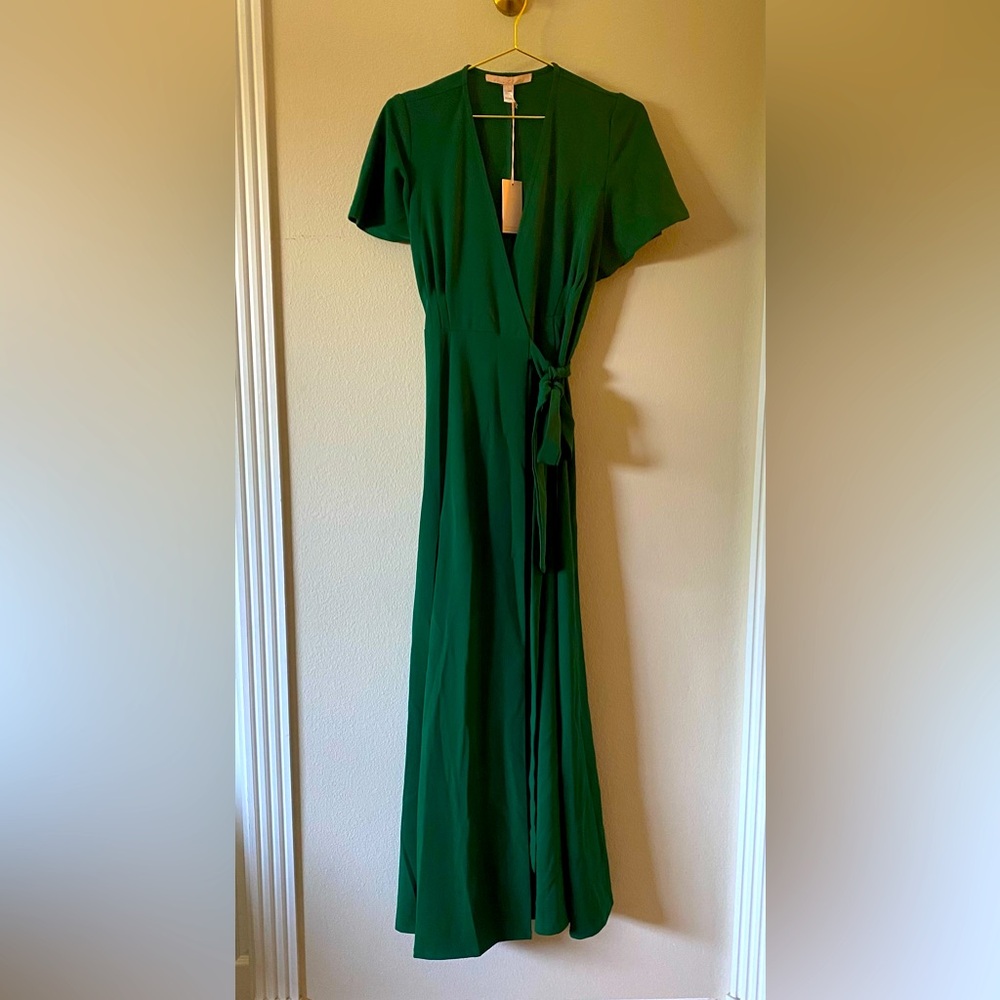 HUTCH Deep Green Wrap Maxi Dress Small NWT